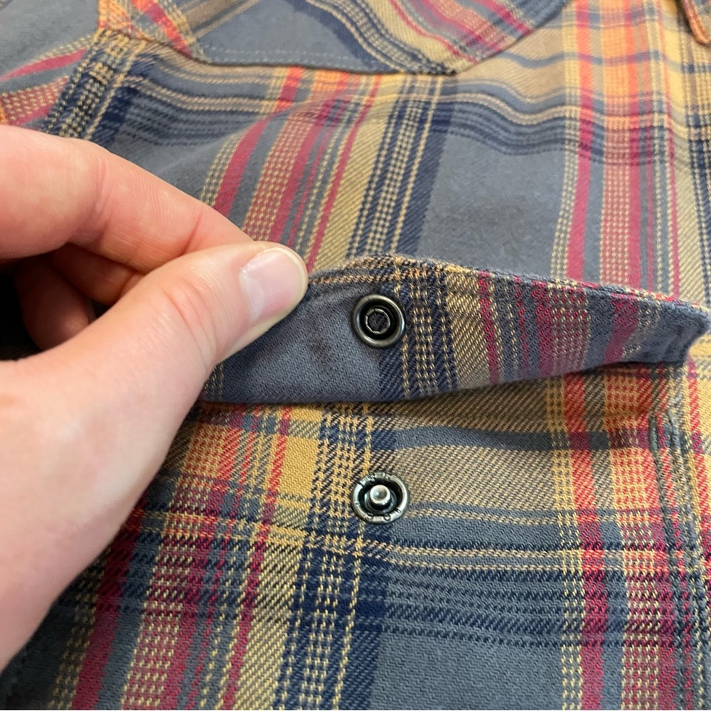LUCKY BRAND Mens Shirt Large Snap Long-Sleeve Saturday Stretch Western Plaid - Picture 8 of 16